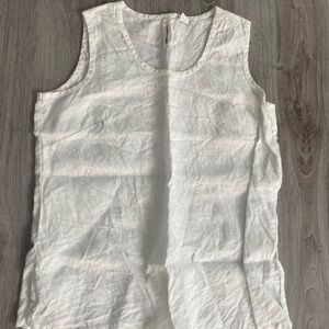 White Vintage Linen Sleeveless Top
